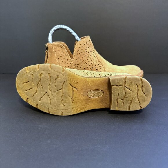Sofft Women's Suede Booties 6M Tan Perforated Cut Outs - Picture 7 of 8